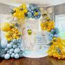 Blue Yellow Balloon Garland Double Stuffed Sand White Balloons Dusty Blue Yellow Cream Balloon Arch Kit for Baby Shower Birthday Gender Reveal Bee Honey Party Decorations