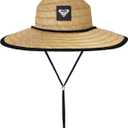 Roxy Women's Tomboy Woven Straw Hat | Wide Brim | Adjustable | Sun Protection | Beach | Vacation | Natural (True Black)