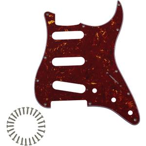 SSS 11 Hole Strat Pickguard ST Pick Guard Scratch Plate for Fender USA/Mexican Standard Stratocaster Modern Style Electric Guitar,Red tortoise 4ply (SSS Aluminum Foil)