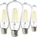 Sunco Dusk to Dawn LED Outdoor Lights Bulb, ST64 Edison Style Automatic Light Sensing Bulbs, 800 LM, 7W (60W Equivalent), 3000K Warm White, E26 Base UL 4 Pack