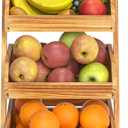 Merysen 3 Tier Wooden Fruit Basket For Kitchen, Bread Vegetable Fruit Basket Bowl Stand, Farmhouse Fruit Bowl for Countertop, Large