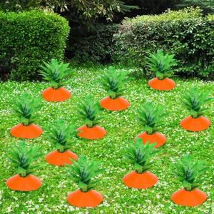 12 Set Easter Yard Carrot Decorations Garden Stake Fade Resistant Carrot Yard Stake Outdoor Plastic Rustic Sign for Easter Home Lawn Spring Party Supplies 2026 Upgraded Quality Material