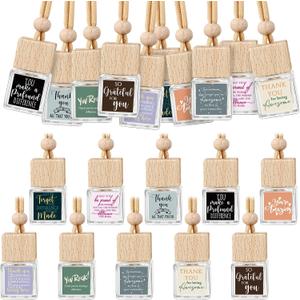 Havawish 10 Pcs Appreciation Gift Bulk for Teachers Empty Glass Essential Oil Diffuser Car Air Freshener Diffuser for Employee Staff Teachers Hanging Ornament Inspirational Team Thank You Gift