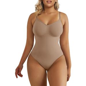 SHAPERX Women's Seamless Shapewear Bodysuit Tummy Control Body Shaper Waist Defining Body Suit, S/M