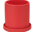 PATIKIL 5 Inch Ceramic Plant Pots, Modern Flower Planters with Drainage Holes and Tray for Decorate Home Indoor Plants Succulent Herb, Red