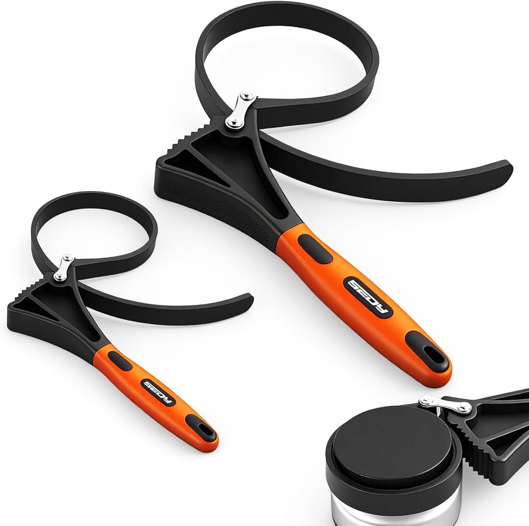 2-Piece Strap Wrench Set, Adjustable Rubber Oil Filter Wrench Max Diameter 4" and 6", Jar Opener Set Heavy Duty Blet Wrenches for Drain Sewer Cap Sink Pliers Nut Shower Head Valve Removal