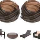 2-Pack Wicker Repair Kit, 100Ft Plastic Flat Rattan Replacement Supplies Material for Patio Furniture Repair/Basket Making/Chair Weaving, Synthetic Woven Rattan [Wood Grain Black]