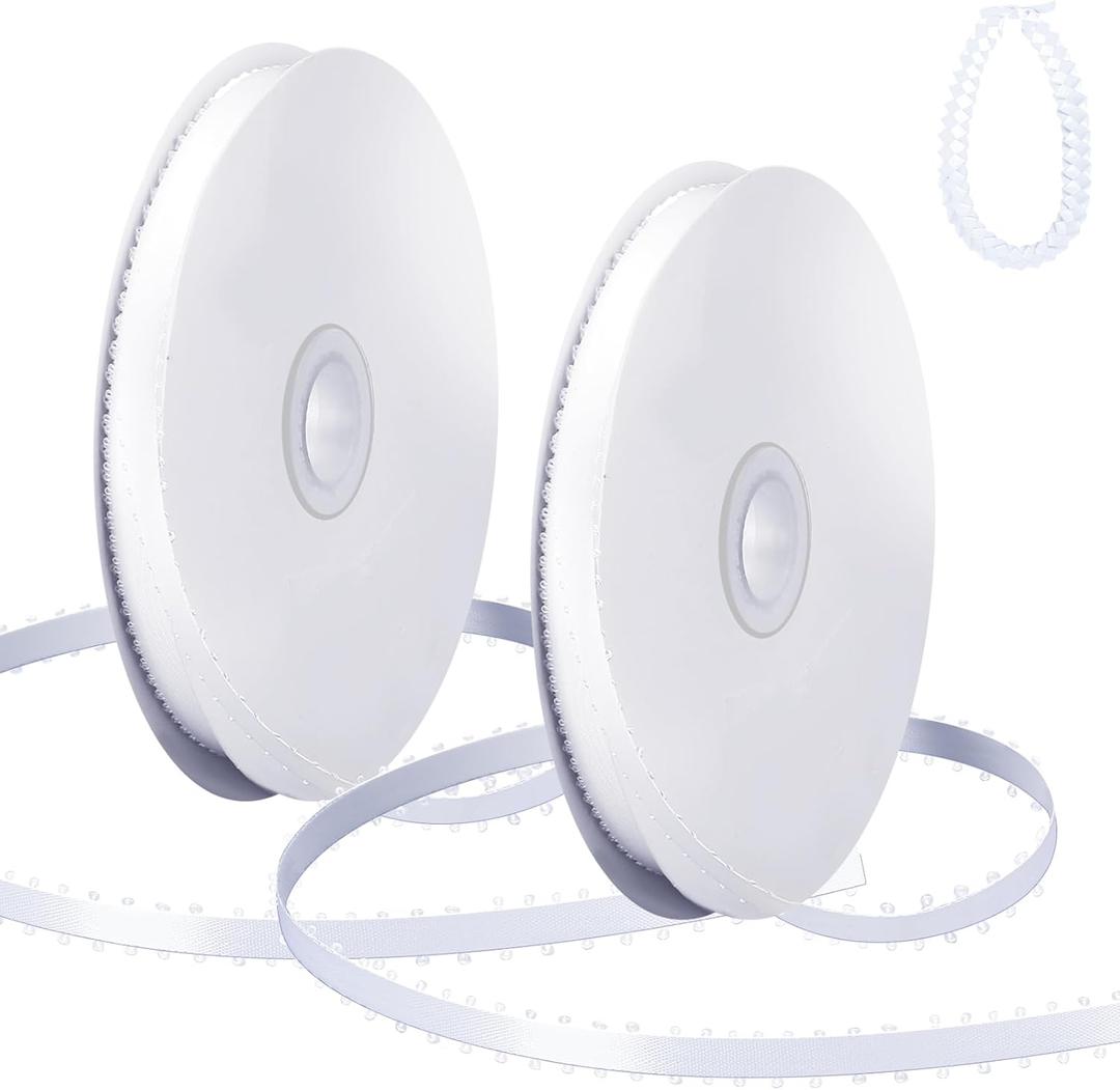 Lyrow Picot Edge Ribbon 3/8" Width x 100 Yards Picot Edge Satin Ribbon White Double Face Satin Ribbon DIY Ribbon for Wedding Leis Crafts Gift Wrapping School Supply Teacher Gifts