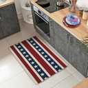 4th of July Patriotic Welcome Front Door Mat, America Stars Stripes Decorative Doormat Non-Slip Floor Entryway Rug, American USA Farmhouse Indoor Outdoor Home Kitchen Decoration 17'' x 29''