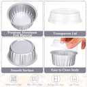 Gejoy 400 Pcs Aluminum Foil Baking Cups with Lids 5 oz Disposable Ramekins Mini Cake Pans Creme Brulee Cupcake Liners Muffin Tins Flan Mold Dessert Container for Wedding(Silver,Classic)