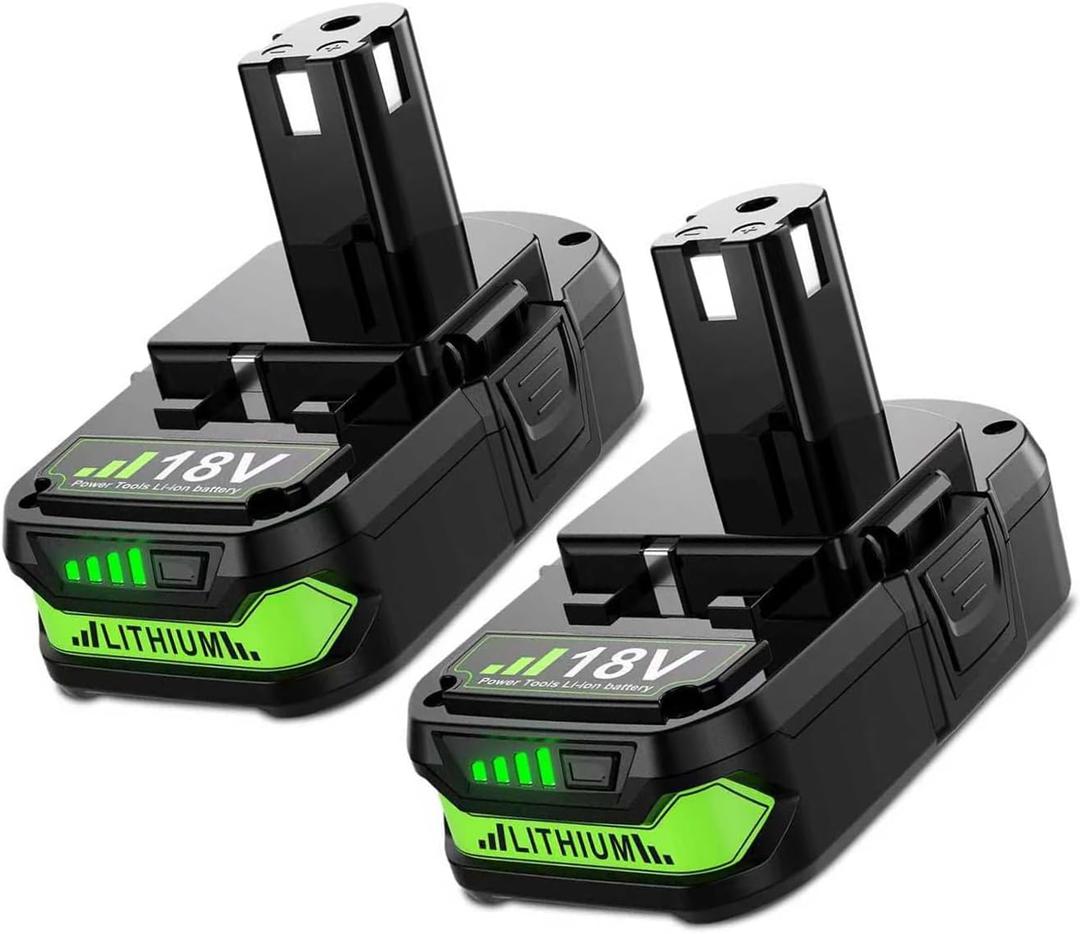 Totoplus Replacement for Ryobi 18V Battery: 18V 4.0Ah Lithium-ion Compatible with Ryobi P102 P103 P105 P107 P108 P109 P122 Cordless Power Tools 2 Pack