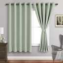 JIUZHEN Light Green Blackout Curtains with Tiebacks Thermal Insulated, Light Blocking and Noise Reducing Grommet Curtains for and Living Room, Set of 2 Window Curtain Panels, 60 x 63 Inch Length (60"W x 63"L (Pack of 2))