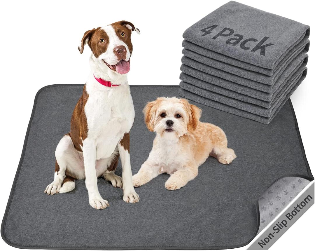 Washable Pee Pads for Dogs, 24x36 4 Pack Reusable Whelping Pads, Absorb Dog Mats Non-Slip Puppy Training Pads for Whelping, Potty, Training, Playpen, Crate