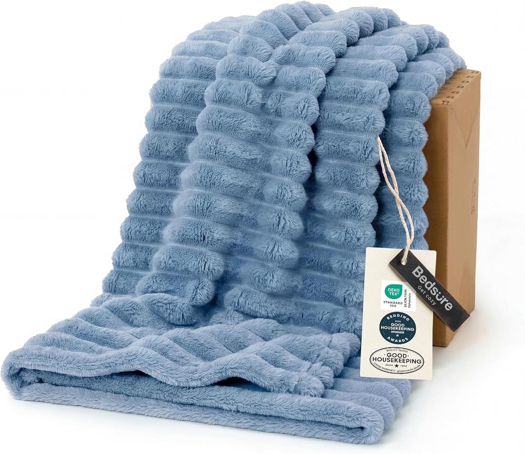 Bedsure GentleSoft Twin Blanket for Couch - Cozy Soft Blankets for Women, Cute Small Throws for Girls, Blue, 60x80 Inches