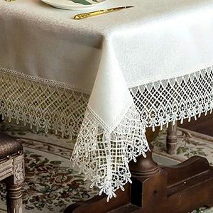ARTABLE Lace Table Cloths Rectangle Fall Antique Flower Decor Macrame Tablecloth for Outdoor Farmhouse Rustic Kitchen Party Birthday Picnic (Ivory-2, 52 x 70 Inch)
