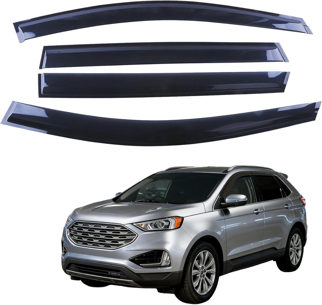 Window Visors Rain Guards Shield for 2015-2025 Ford Edge, Out-Channel Window Vent Wind Deflectors Visors Shades for 15-25 Edge (Glossy Black)
