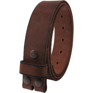 NPET Mens Leather Belt Full Grain Vintage Distressed Style Snap on Strap 1 1/2" Wide Coffee 40"-42"