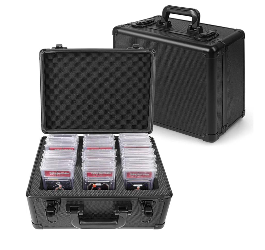 Graded Card Storage Box for PSA BGS SGC Slabs – Large 3-Slot Trading Card Box with Protective Foam Insert – Sports Card Case &Slab Case for Toploaders and Collectible Organizer