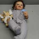 Reborn Baby Boy 22 inch Anatomically Correct Baby Boy Doll Silicone Full Body Realistic Boy Toddler Baby Dolls Curly Hair with Teeth for Boys Girls Gift (Grey)