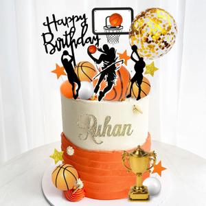 29 PCS Basketball Cake Toppers Basketball Cake Decorations with Star Golden Balls for Men Birthday