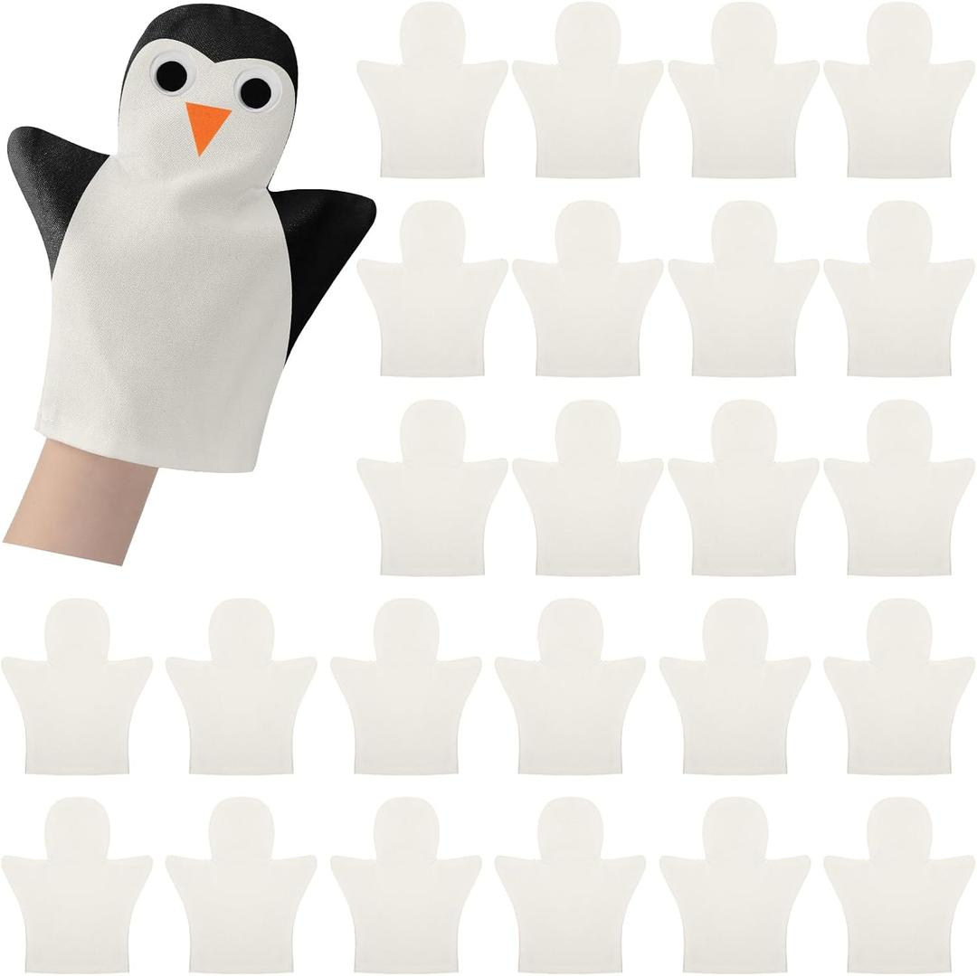 Soulchen 24 Pcs DIY Cotton Hand Puppet Kit 8 x 9.8 Inch Making Your Own Puppets Blank Fabric for DIY Crafting Storytelling Family Activities Art Party Supplies Creative Play Holiday Subject Gifts