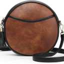GAEKEAO Vegan Leather Crossbody Bags for Women Circle Cross Body Shoulder Bag Purses Handbags with Adjustable Straps (Black&brown)