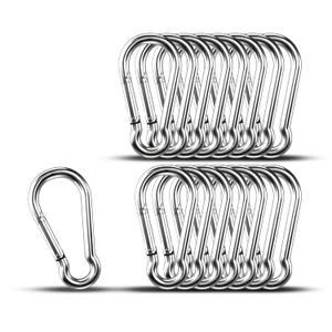 Carabiner Clip Hooks, 15pcs 3.15 inch Carabiners Heavy Duty, 304 Stainless Steel Spring Snap Hook Fits Camping Hiking, Metal Clips for Rope Chain Keys Rings