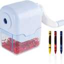 Crayon Sharpener Compatible with Crayola, Manual Hand Crank Crayon Sharpener, Transform Dull Crayons into Sharp, with Removable Shavings Container, for Home, Art Projects, and Travel, Blue