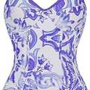 Women's One Piece Swimsuit with Cover Up Sarong Wrap Floral Bathing Suits 1 Piece Swim Suit M