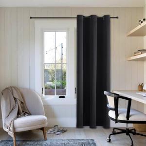 ChrisDowa Grommet Blackout Curtains for Bedroom - Thermal Insulated Room Darkening Curtains for Living Room (1 Panel Set, Black,42W x 84L)