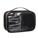 OCHEAL Clear Makeup Bag, Portable Cosmetic Organize,Travel Makeup Bag Cute Clear Pouch For Women and Girls Cosmetics Bags with Divider Makeup Brush Compartment-Large Black