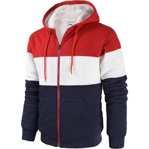 Men's Fleece Heavyweight Full Zip Hoodie Sweatshirt Jacket Hooded for Men (Red, XL)