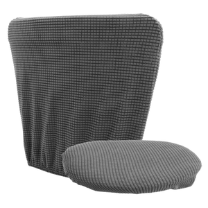 Cover Set, Elastic Stretchable Deep Gray Corn Velvet Protective Slipcover for Computer Desk Chair, Includes Backrest and Seat Cushion, Suitable for Office and Home Couch Use
