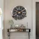 Wall Clock Large Black Crystal Diamond Mirror Wall Clocks Round Wall Clock Battery Operated Modern Wall Clocks for Living Room Decor, 20 inches