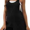 OYOANGLE Women's Maternity Romper Tie Knot Wide Strap Sleeveless Summer Suspender Overall Shorts Jumpsuit with Pocket (Black, S)