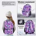 Kids Backpack with Lunch Box Set, 3-in-1 Geometric School Bag for Girls & Boys, Lightweight Waterproof for Elementary Middle School Students