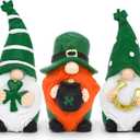 St Patricks Day Decorations St Patricks Day Gnomes 3pcs Mini Size Green Irish Leprechaun Figurine for St Patricks Day Decorations Indoor St. Patrick's Day Gifts