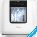 Midea MDC17P2DWW Countertop Dishwasher Portable with 6L(1.59G) Built-in Water Tank, 5+2 Programs, Auto Door Open, Dual Drying System, Energy-Saving and Odor Removal, for Apartments, Dorms& RVs, White