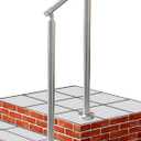 Outdoor Small 1-2 Step Handrail, DIY 2" OD 304 Stainless Steel Transitional Hand Rails with Installation Kit,Silver Porch Stair Railing for Concrete Brick or Wooden Steps, 21 x 36 in