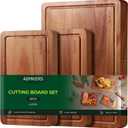 Wood Cutting Boards for Kitchen, Acacia Wooden Cutting Board Set, Charcuterie Board, Large Solid Chopping Board for Meat, Cheese, Fruit, Vegetables (set of 3)