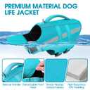 Dog Life Jacket Dog Life Vest for Swimming Boating with Front Chin Float | High Buoyancy Pool Floaties Lifesaver Detachable Adjustable Reflective Ripstop Pet Preserver with Rescue Handle Turquoise M