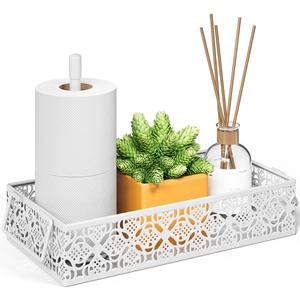 Toilet Tank Topper Paper Basket - White Bathroom Basket Decor Box with Magnetic Paper Towel Holder for Organizing