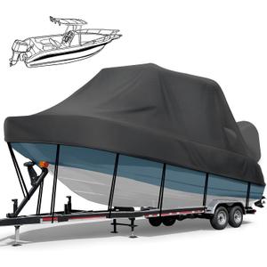 1200D Waterproof T-Top Boat Cover, Hard Top Boat Covers 24-26 ft, Black
Trailerable Heavy Duty Boat Covers With Motor Cover, Fits Center Console Boats With T-Top Roof, Beam Up To 108"