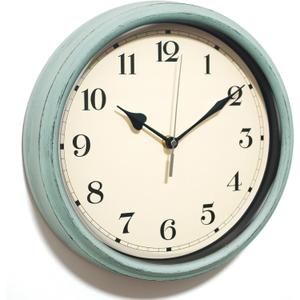 AYRELY Decorative Vintage Wall Clock - 11Inch Silent Non-Ticking Clocks Battery Operated - Classic Decor for Living Room, Farmhouse, Kitchen, Bedroom, Bathroom (Classic Blue) (Turquoise)