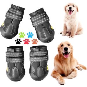 CovertSafe& Dog Boots for Dogs Non-Slip, Waterproof Dog Booties for Outdoor, Dog Shoes for Medium to Large Dogs 4Pcs with Rugged Sole Black (Size 4: 2.6''x2.1'')(L*W) for 31-40 lbs)