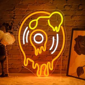 WLHOPE Melting Record Neon Signs for Wall Decor LED Lights Decorations for Live Music Studio Beer Bar, Light Sign Suitable for Dormitory Man Cave