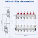 ABST PEX Manifold,6 Loop Stainless Steel Floor Radiant Heat Manifold Kit with 1/2" Adapters Included for Hydronic Radiant Floor Heating