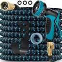 75 ft Expandable Garden Hose  Kink Free Flexible Water Hose with ThumbControlled 10Function Nozzle, 3/4 Solid Brass Connectors, Retractable Latex Core  Lightweight Expanding Hose