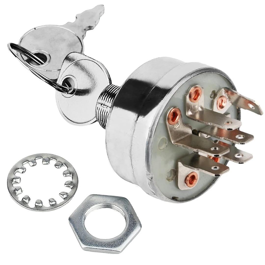 Ignition Switch Compatible with Exmark Lazer Z, Lazer Z XP & Toro Z 500, Z Master with 60" and 72" Deck, 3 Positions, 6 Terminals, Replaces 103-0206, 104-2541, 109-4736, 88-9830, 5208003, 430-334