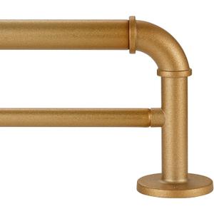 1 Inch Industrial Iron Curtain Rod for Windows 66 to 120, Wrap Around Window Double Curtain Rods, Outdoor Farmhouse Rustic Curtain Rod (Sand Gold)